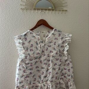 Floral Ruffle Sleeve Top